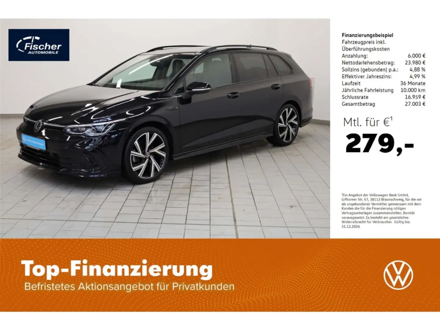 Volkswagen Golf Variant 2.0 TSI R-Line DSG AHK/P-Dach/LED Schwarz - 1