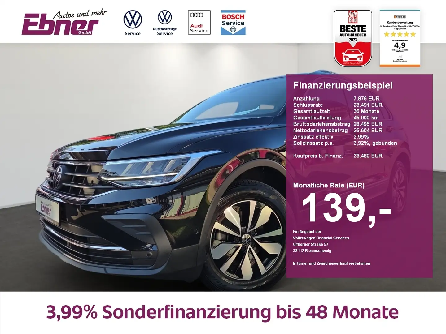 Volkswagen Tiguan MOVE 2.0TDI DSG AHK+KAMERA+ACC+NAVI+APP+4xSITZHZG! Schwarz - 1