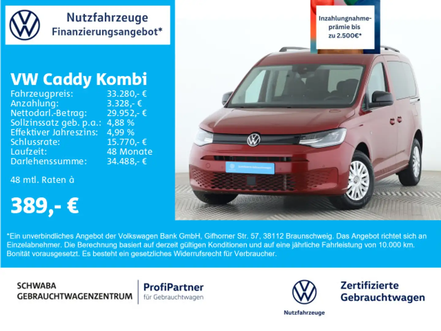 Volkswagen Caddy 2.0 TDI *AHK*VIRTUAL*LED*R-KAM*15''* Rojo - 1