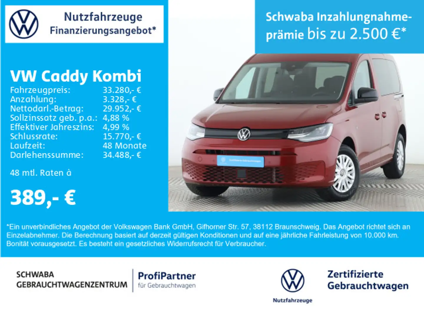 Volkswagen Caddy 2.0 TDI *AHK*VIRTUAL*LED*R-KAM*15''* Rouge - 1