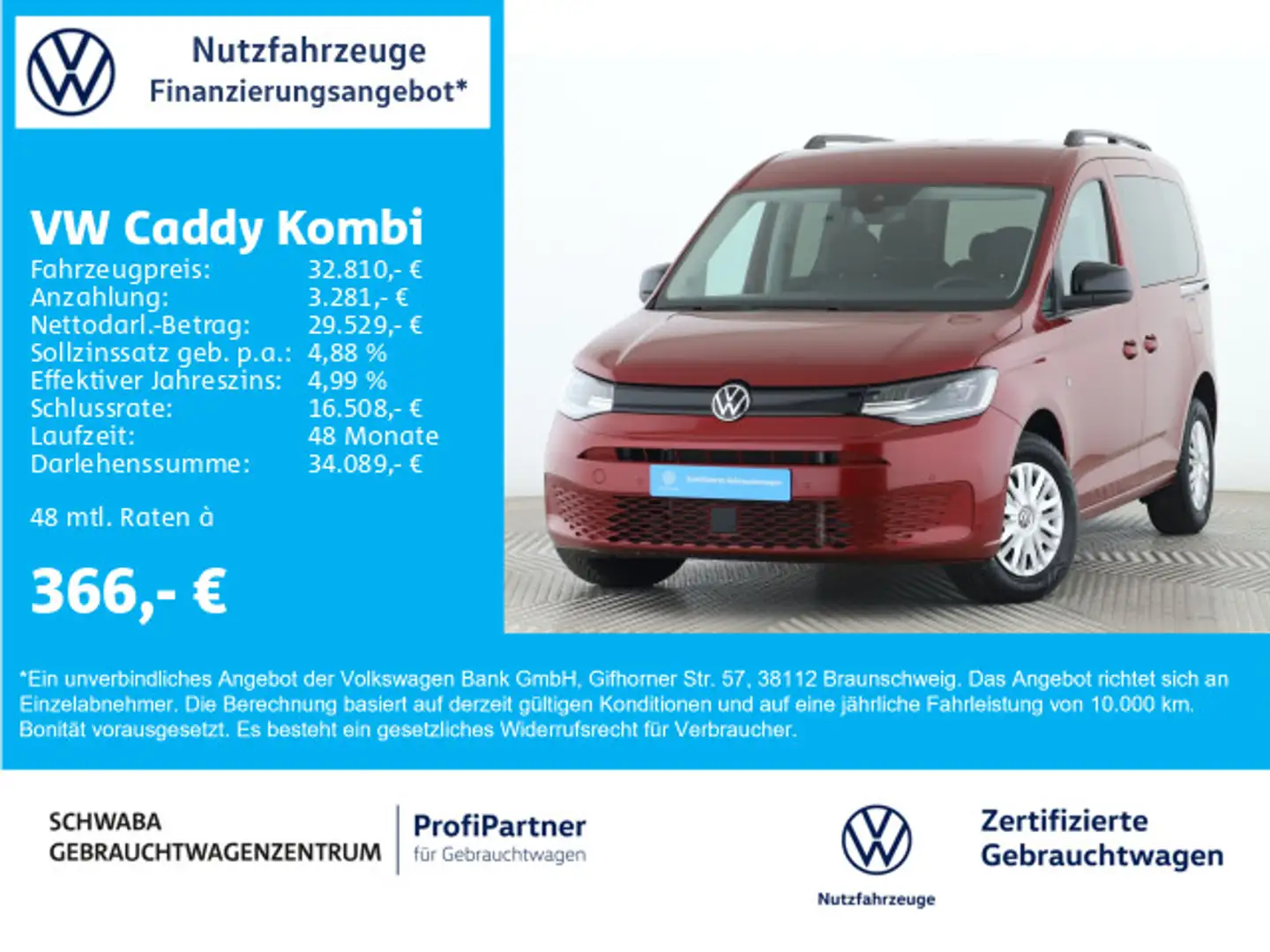 Volkswagen Caddy 2.0 TDI *AHK*VIRTUAL*LED*R-KAM*15''* Rot - 1