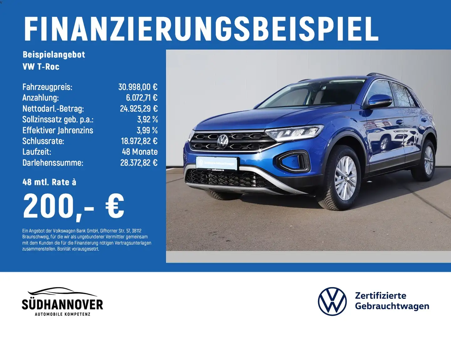 Volkswagen T-Roc Life 2.0 TDI DSG AHK+NAVI+LED+SHZ+PDC+GRA Blau - 2