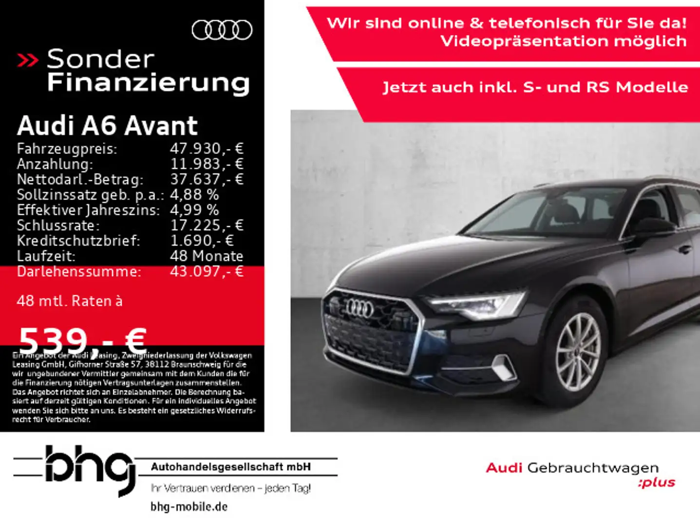 Audi A6 45 TFSI AssistPlus Keyless Matrix Leder Schwarz - 1