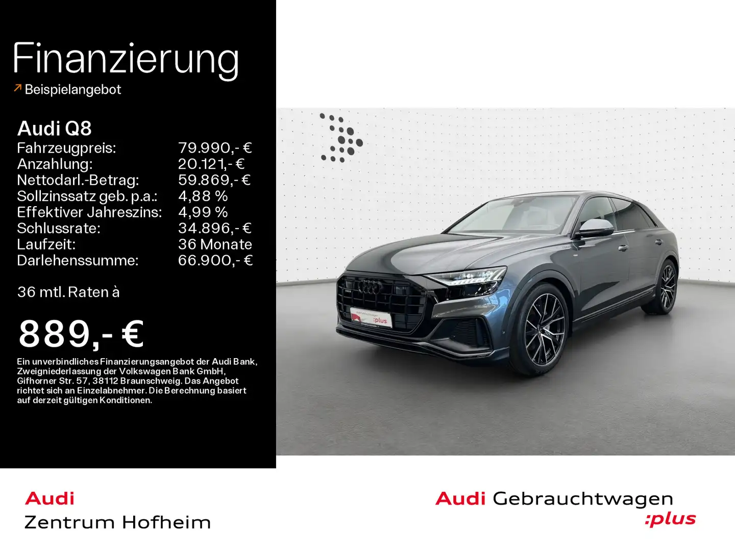 Audi Q8 50 TDI qu 2x S line tip*Air*HUD*Pano*Matrix*V Gris - 1