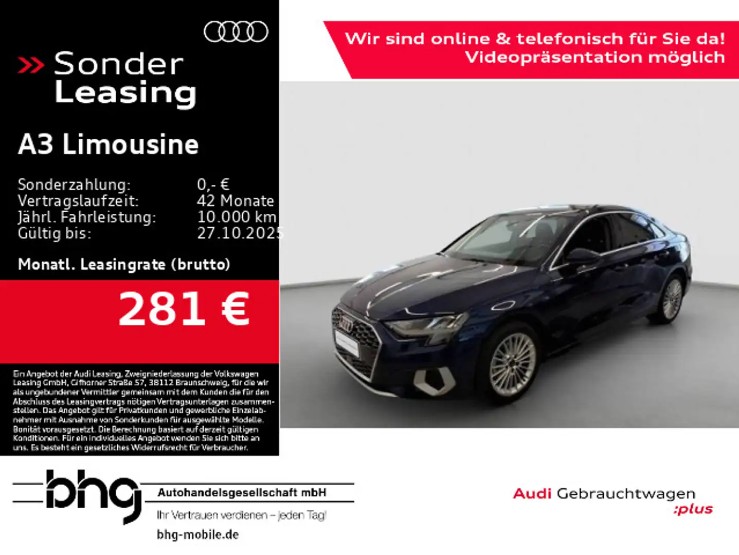 Audi A3 35 TFSI S-tronic advanced Parkassis Blau - 1