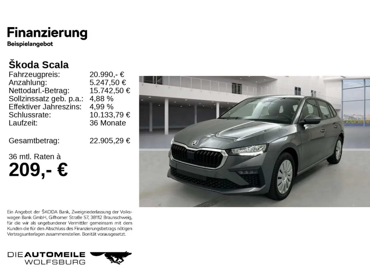 Skoda Scala 1.0TSI DSG Essence VIRTUAL/SITZHZ/KLIMA/PD Grigio - 2