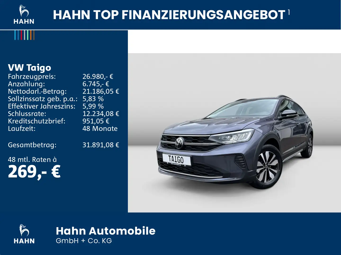Volkswagen Taigo GOAL 1,0TSI DSG 116 PS AHK KAM ACC LED APP Grau - 2