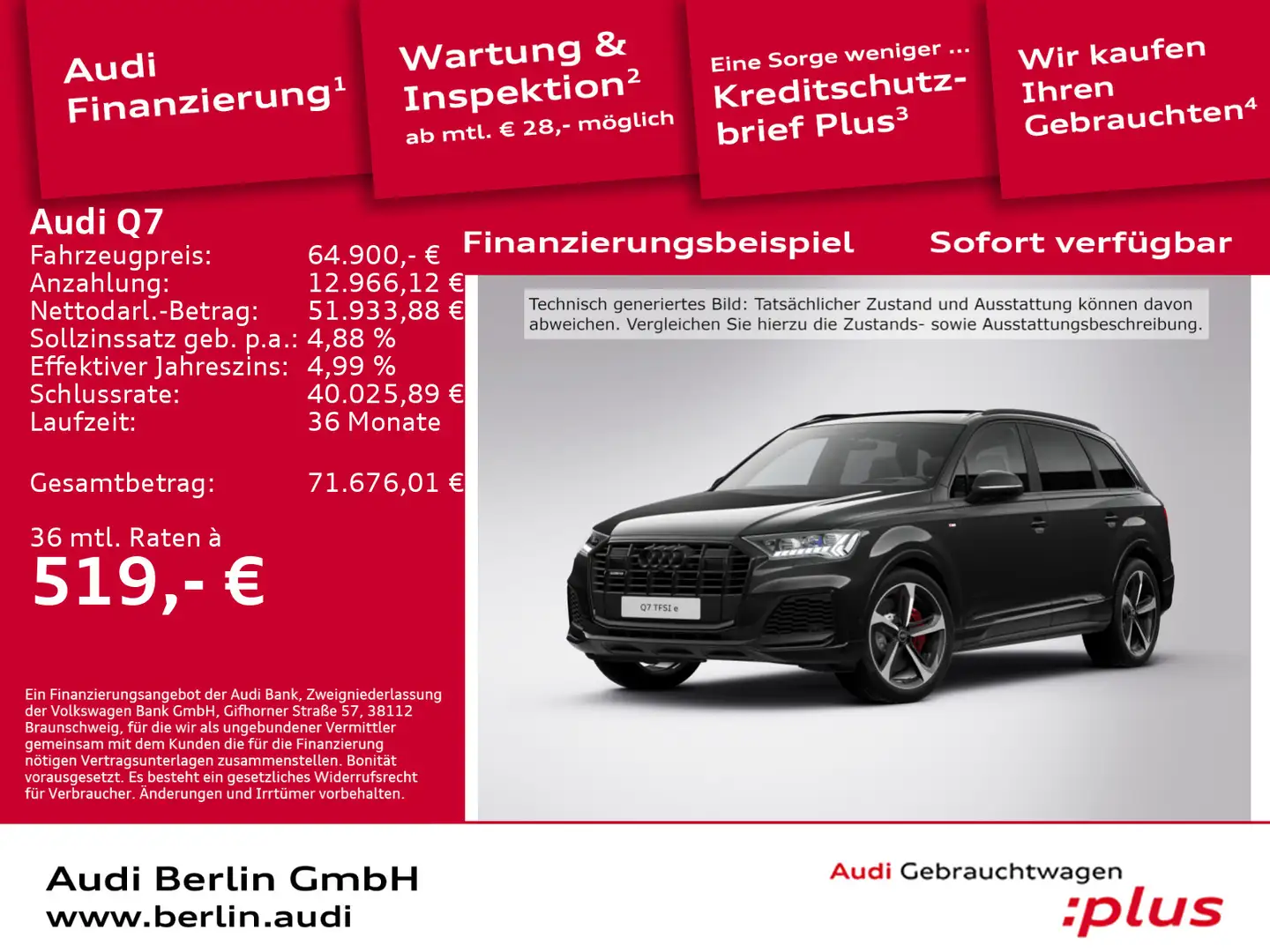 Audi Q7 S line 55 TFSI e qu.tiptr. AHK PDC 360°K PANO Schwarz - 1