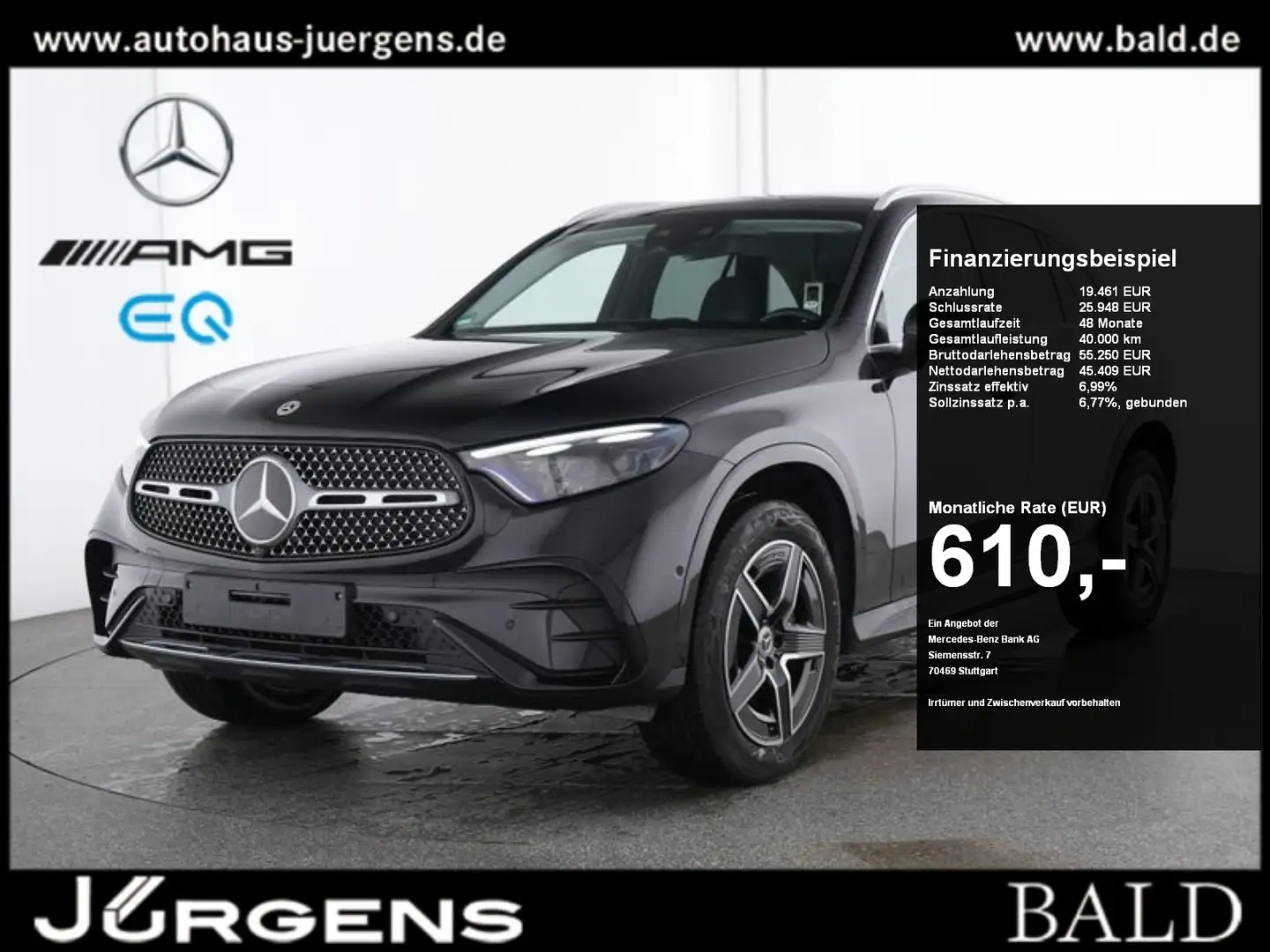 Mercedes-Benz GLC 300 de 4M AMG-Sport/Pano/Burm/AHK/Distr/360 Schwarz - 1