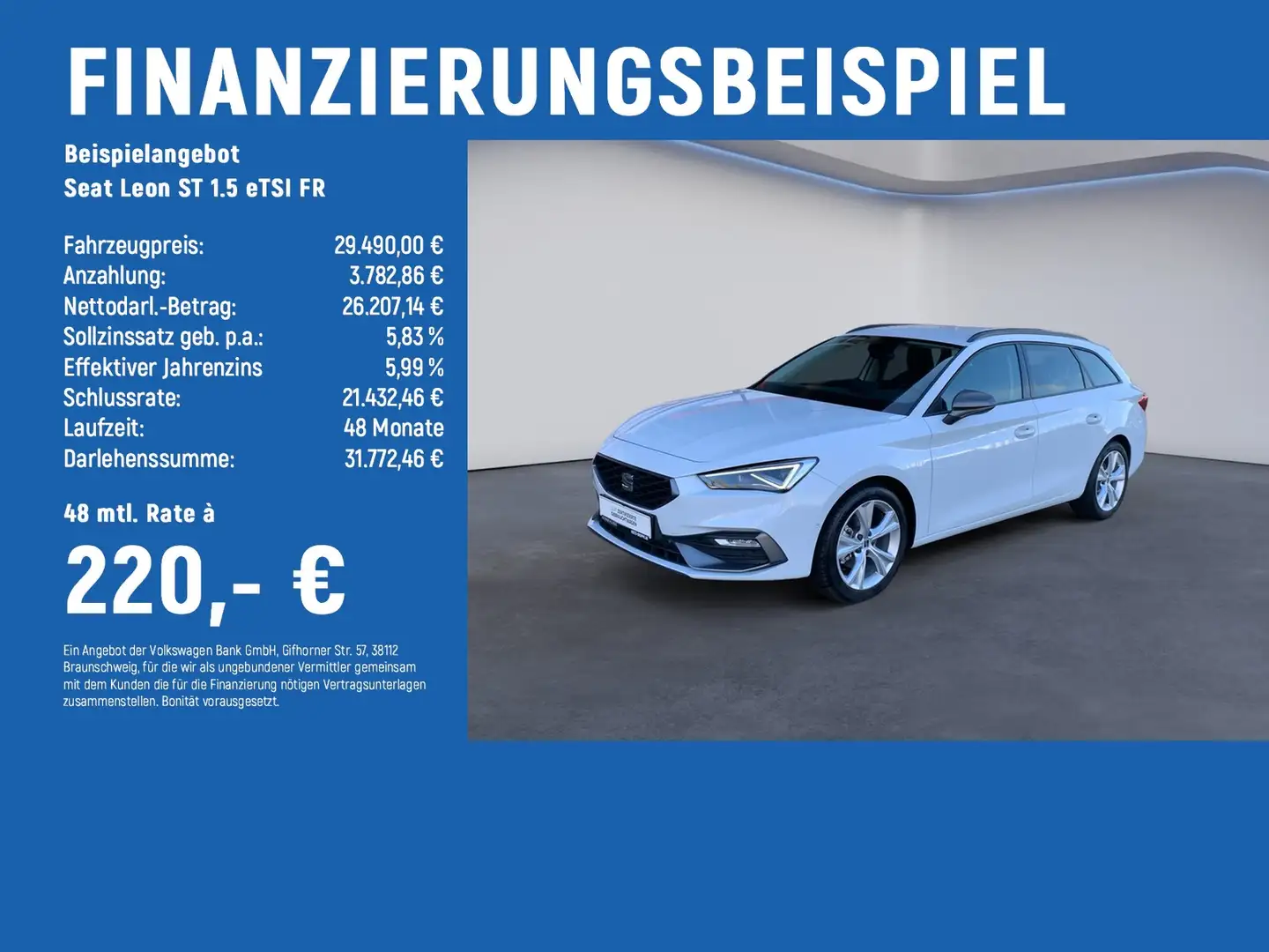 SEAT Leon ST 1.5 eTSI FR MATRIX+SAFE-XL+ACC+RFK Weiß - 2
