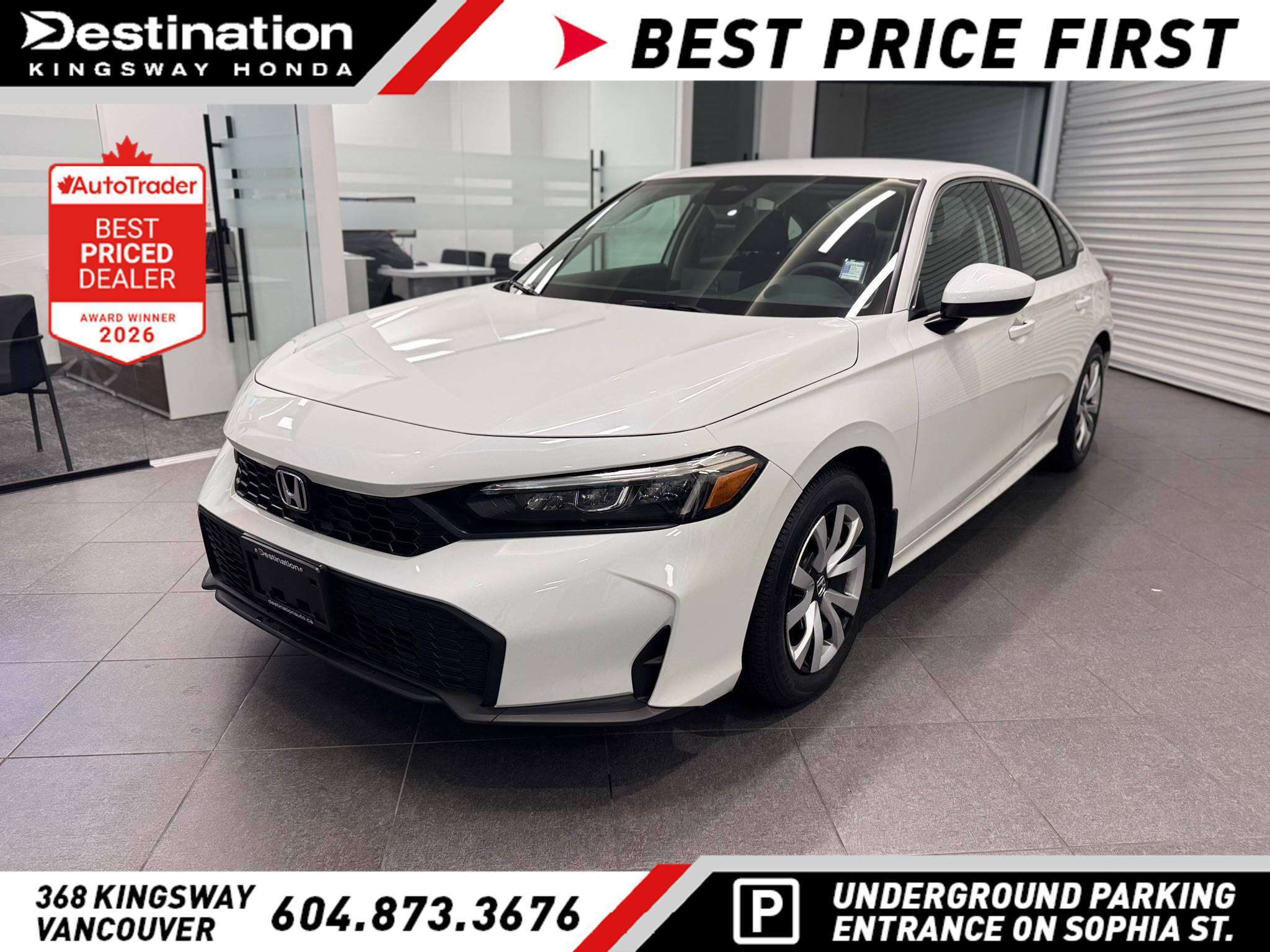 Platinum White Pearl 2025 Honda Civic Sedan Front-Wheel Drive Automatic