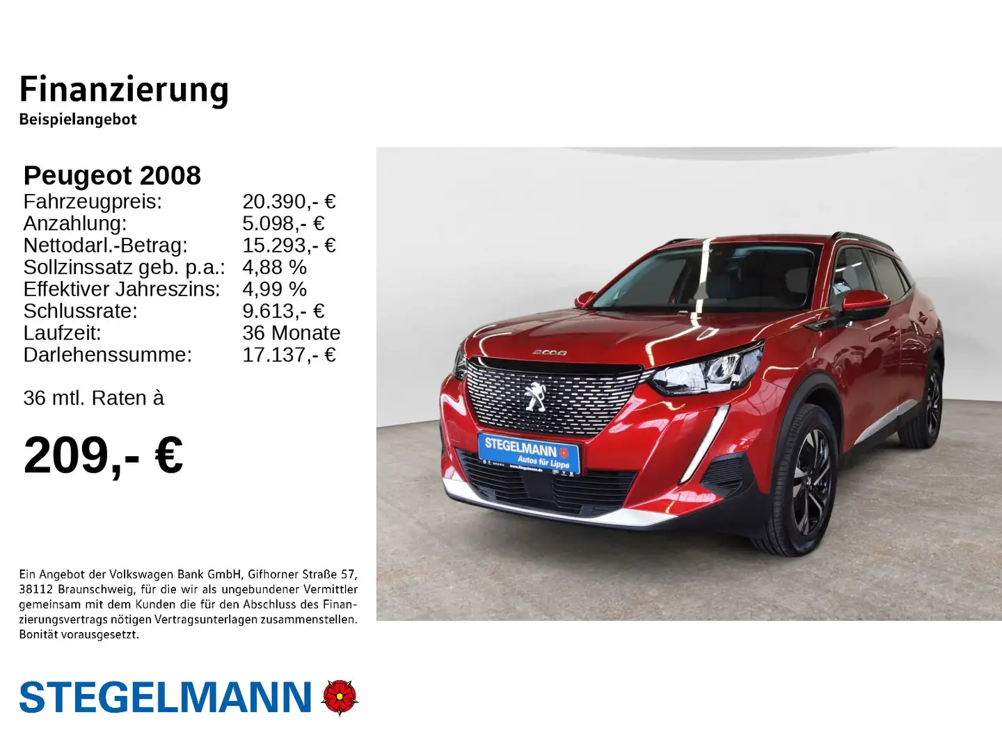 Peugeot 2008 1.2 Pure Tech 130 Allure *LED*Navi*Sitzheiz Rouge - 2