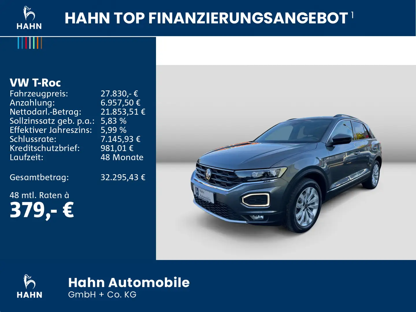 Volkswagen T-Roc 2.0TSI DSG Sport 4Mot LED ACC Virtual Navi Grau - 2