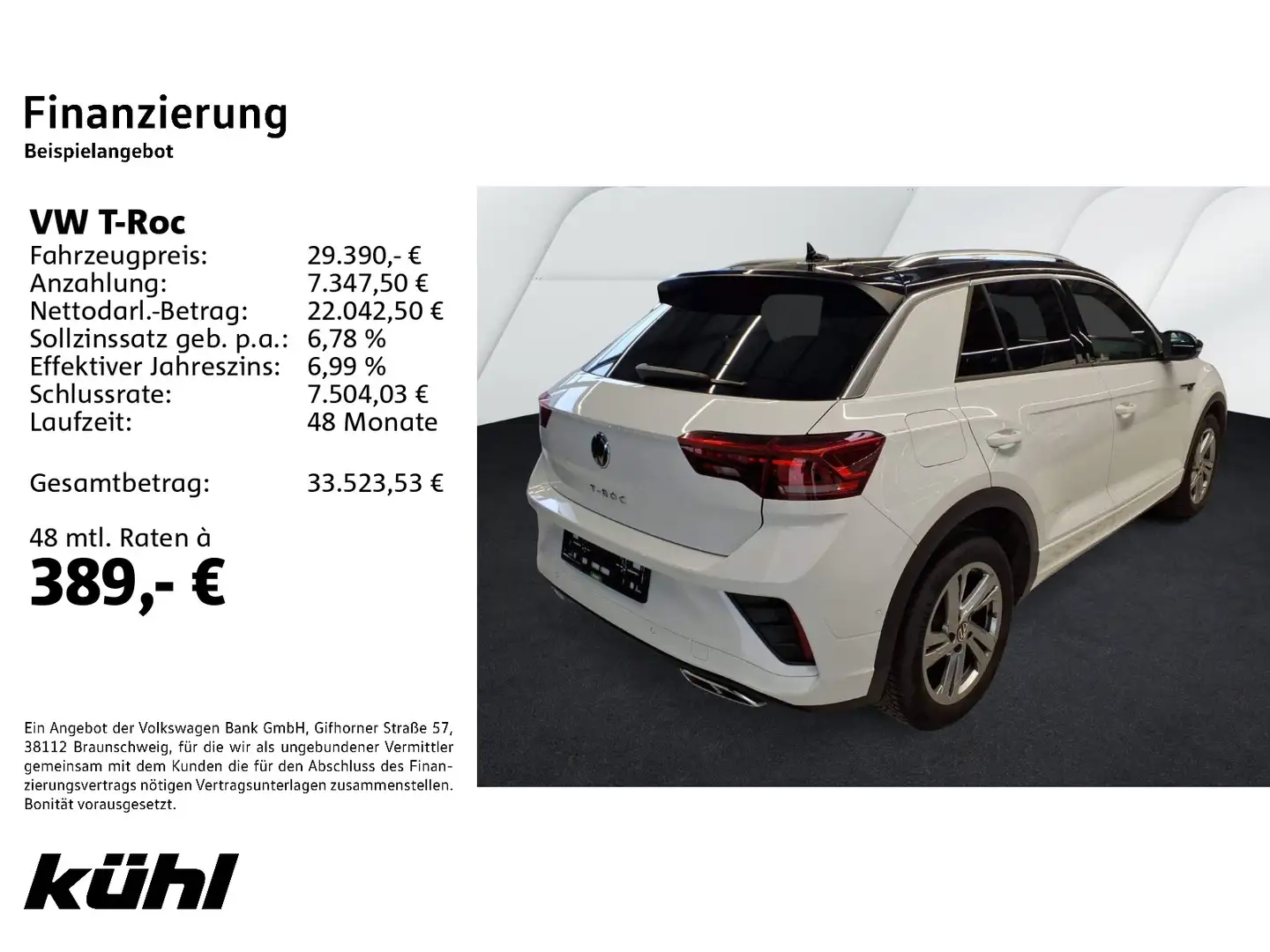 Volkswagen T-Roc 1.5 TSI DSG R line LED+/ACC/Kamera/App/Nav Weiß - 2