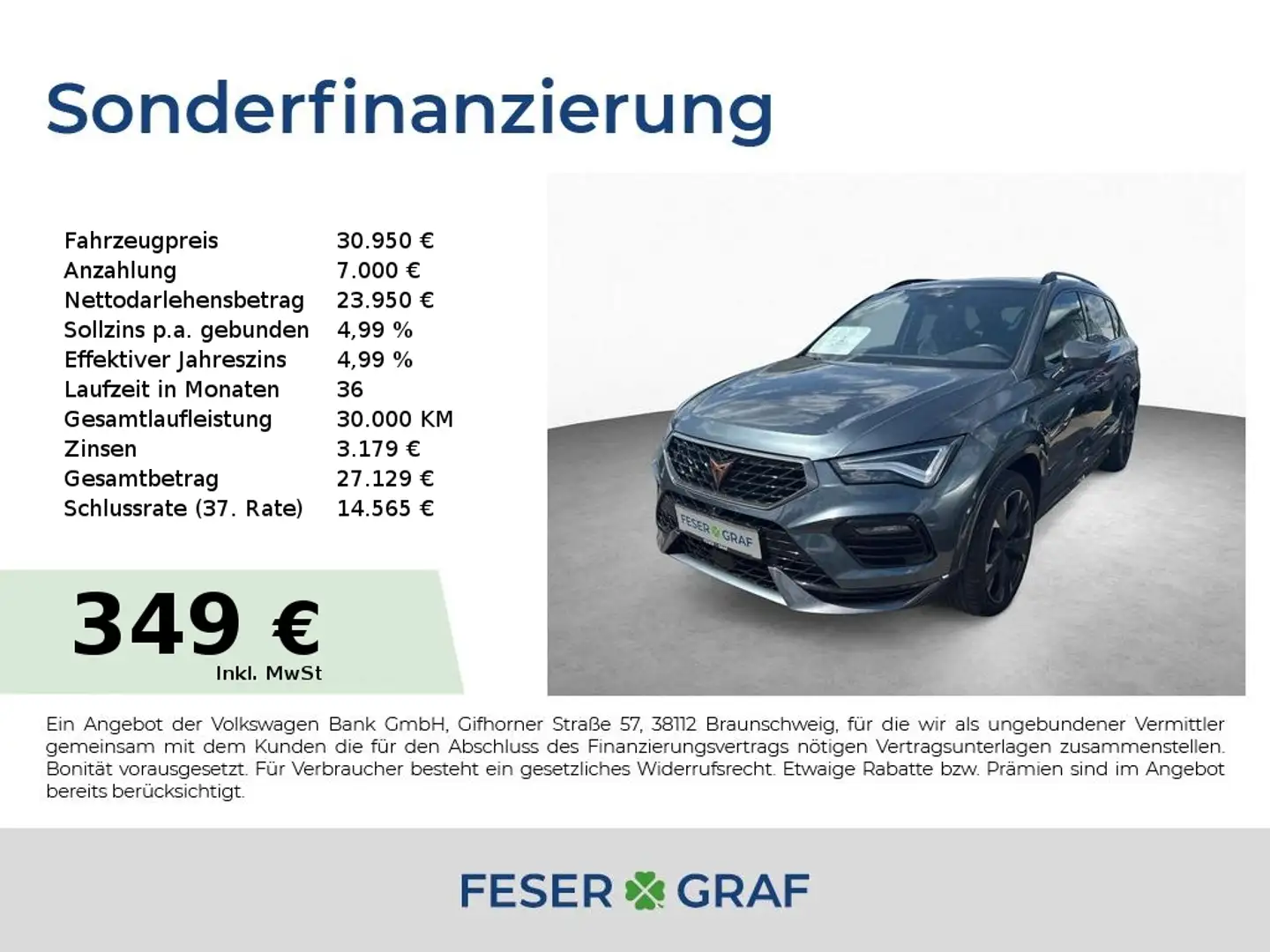CUPRA Ateca VZ 2.0 TSI DSG 4DRIVE PANO el.SITZ|HECK LEDER BEAT Grau - 1