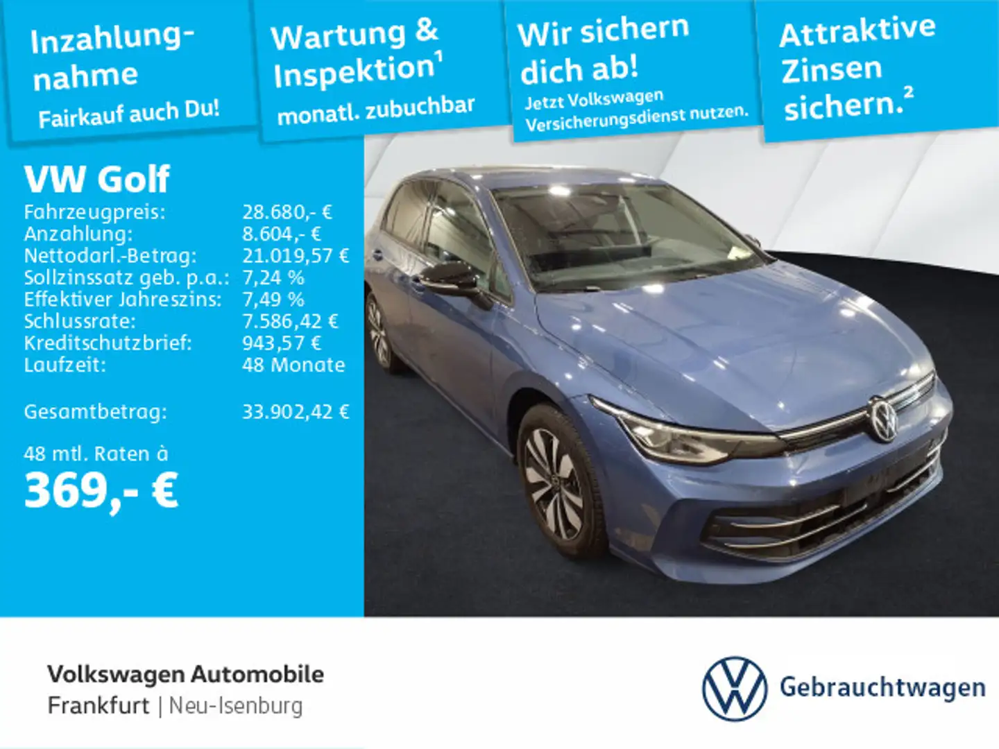 Volkswagen Golf VIII 2.0 TDI DSG Goal DAB+ LEDPlus Navi Lig Blau - 1