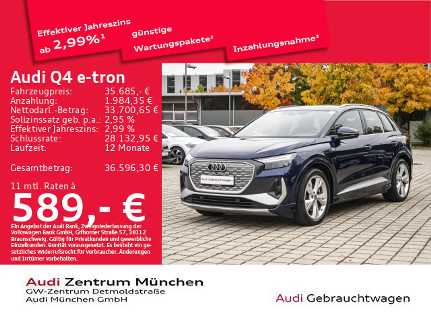 Audi Q4 e-tron 50 qu. S line Virtual/Navi Blau - 1