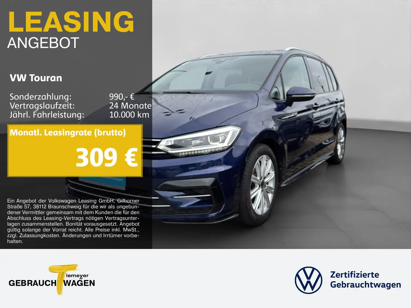 Volkswagen Touran 1.5 TSI DSG R-LINE LM17 NAVI KAMERA VIRTU Blau - 1
