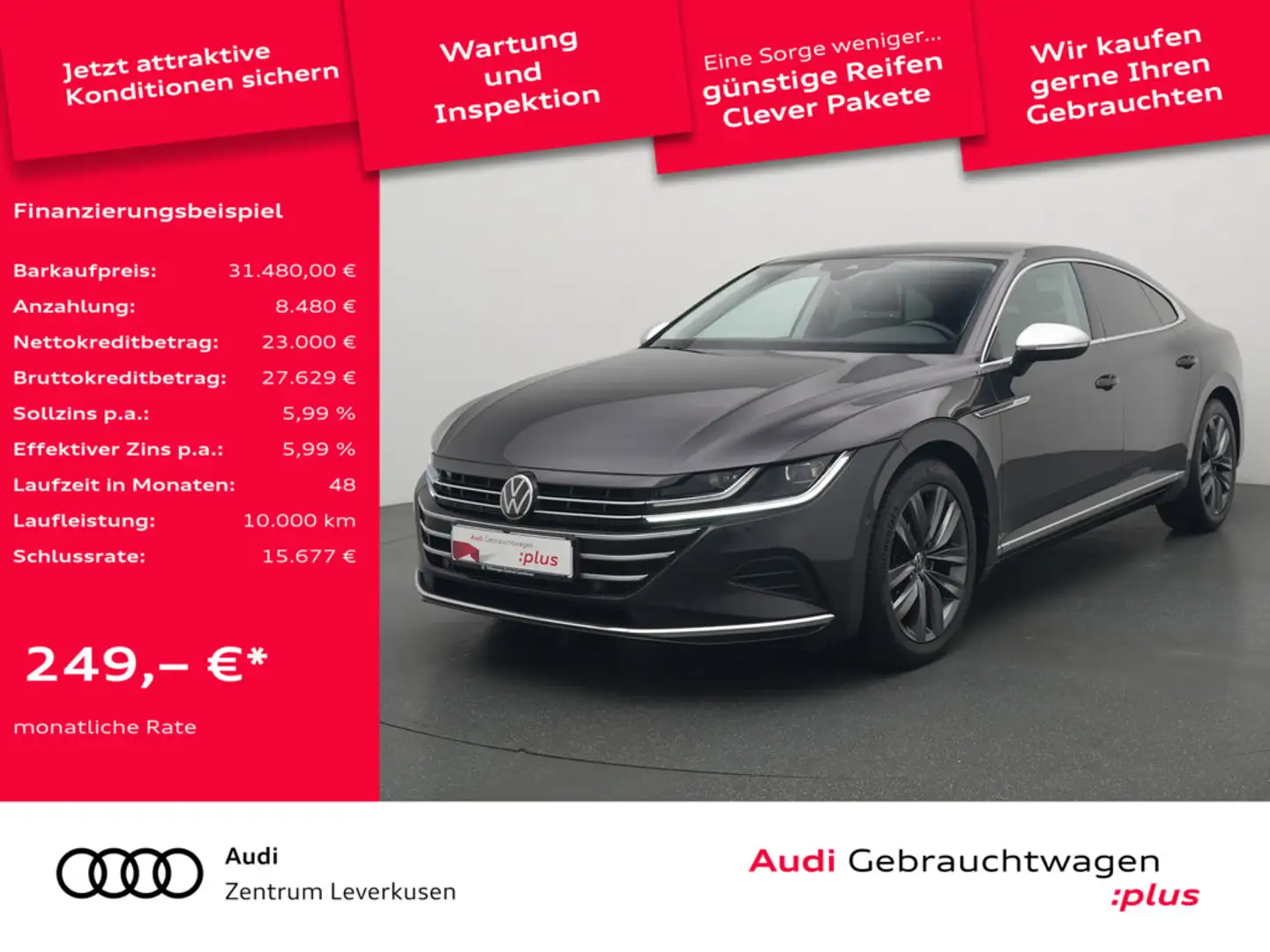 Volkswagen Arteon Elegance DSG AHK ACC LEDER VIRT KAM SH Grau - 1