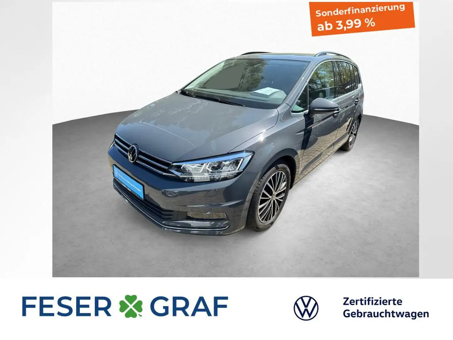Volkswagen Touran Highline 2.0 TDI 7-DSG AHK NAVI Grijs - 1