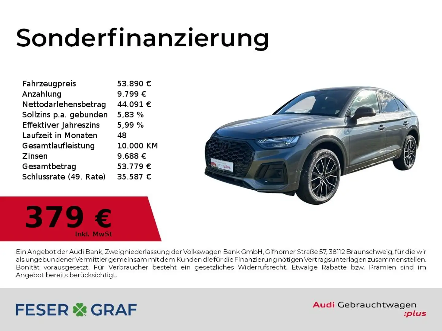 Audi Q5 Sportback 40TDI quattro S line Matrix/SHZ/Navi+/36 Grau - 1