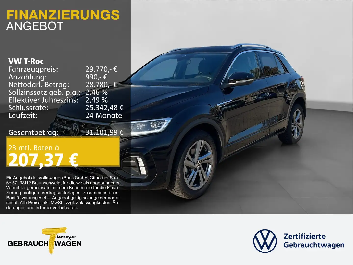 Volkswagen T-Roc 1.5 TSI DSG R-LINE AHK KAMERA NAVI PRIVACY Schwarz - 1