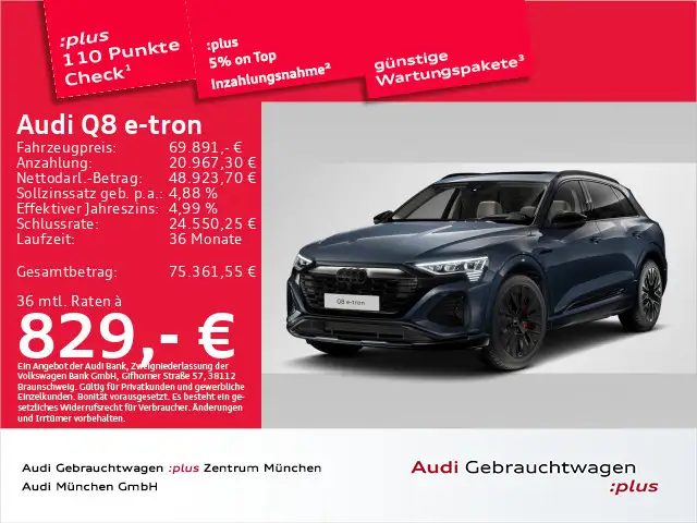 Audi Q8 e-tron 55 qu. UPE:120" Pano/Matrix/AHK/B&O