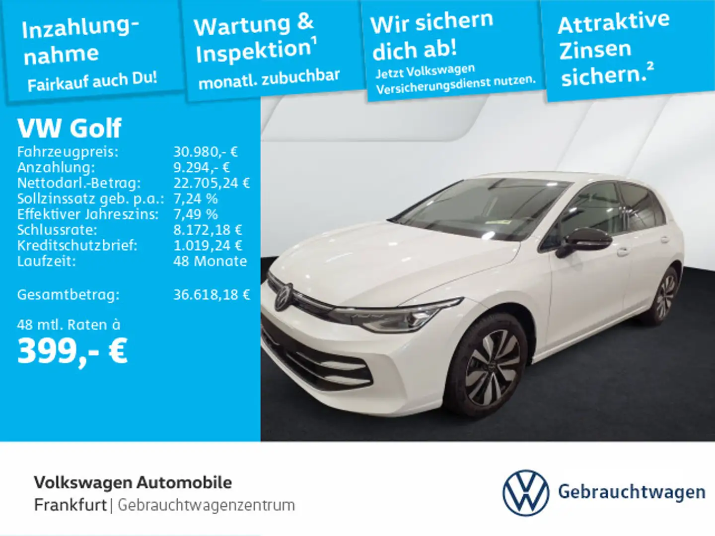 Volkswagen Golf VIII 2.0 TDI DSG Goal DAB+ LEDPlus Navi Fro Weiß - 1