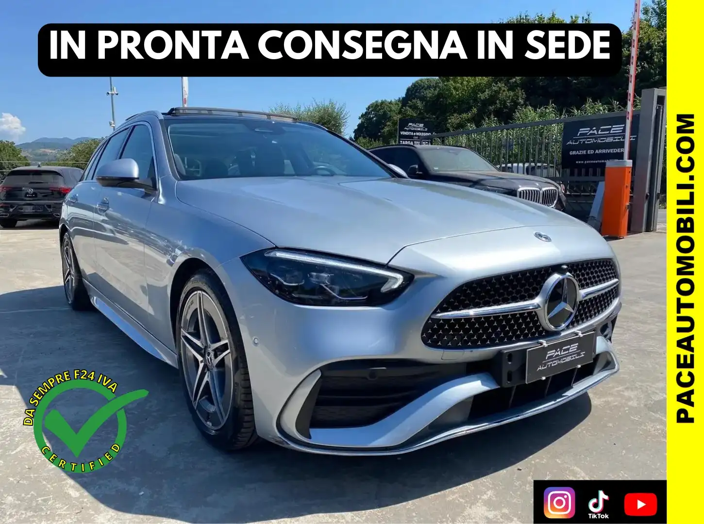 Mercedes-Benz C 220 D AMG PREMIUM LED KAMERA TETTO F1 CARBON ACC NAVI Argento - 1