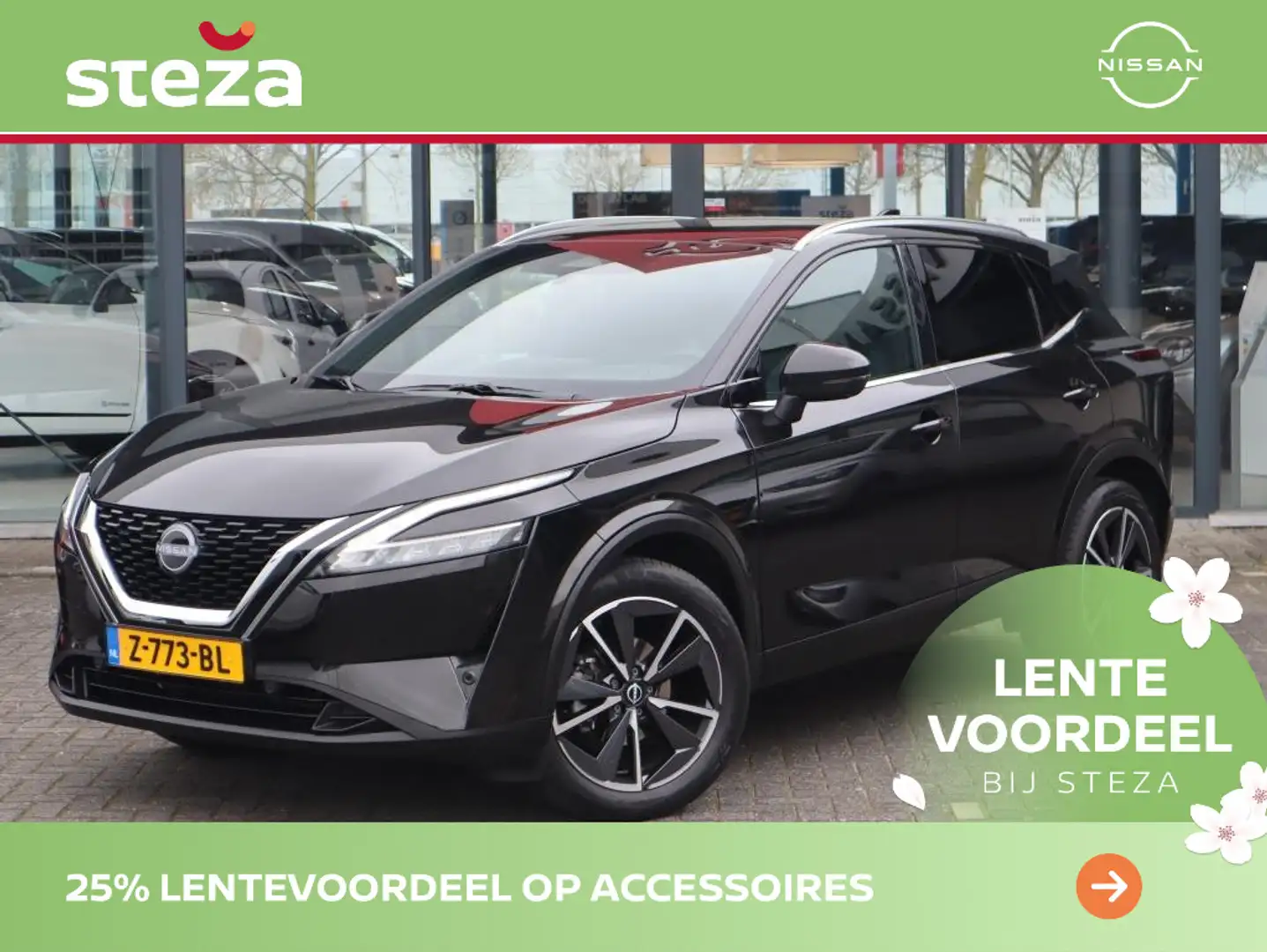 Nissan Qashqai 1.3 MHEV Xtronic Tekna | AUTOMAAT | Panoramadak | Zwart - 1