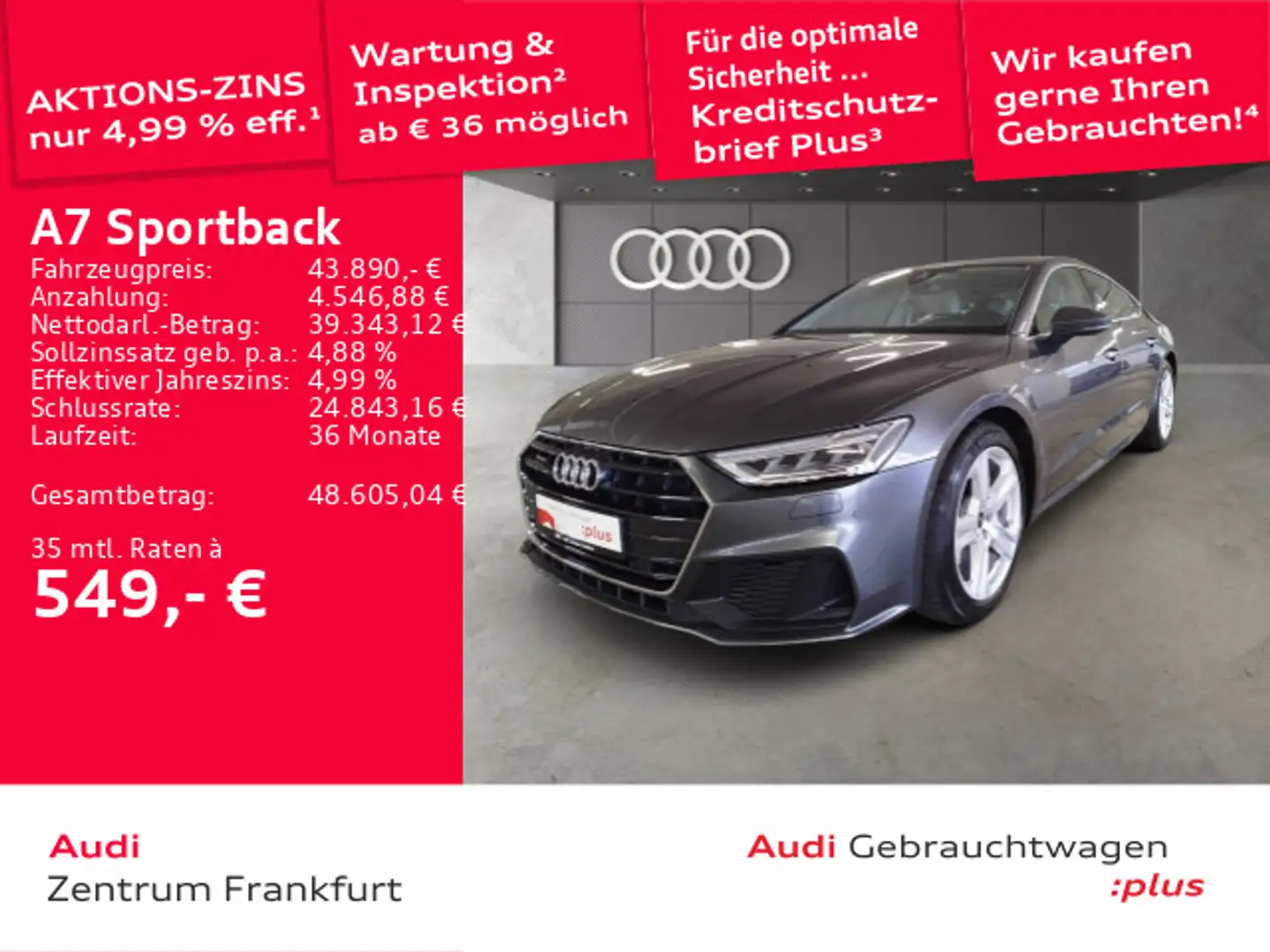 Audi A7 45 TFSI quattro S tronic LED DAB PD Grau - 1