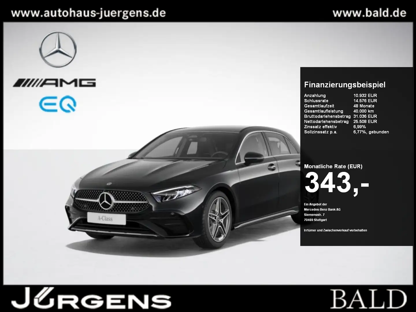 Mercedes-Benz A 250 4M AMG-Sport/AHK/Ambi/LED/Kamera/Keyl/Totw Schwarz - 1
