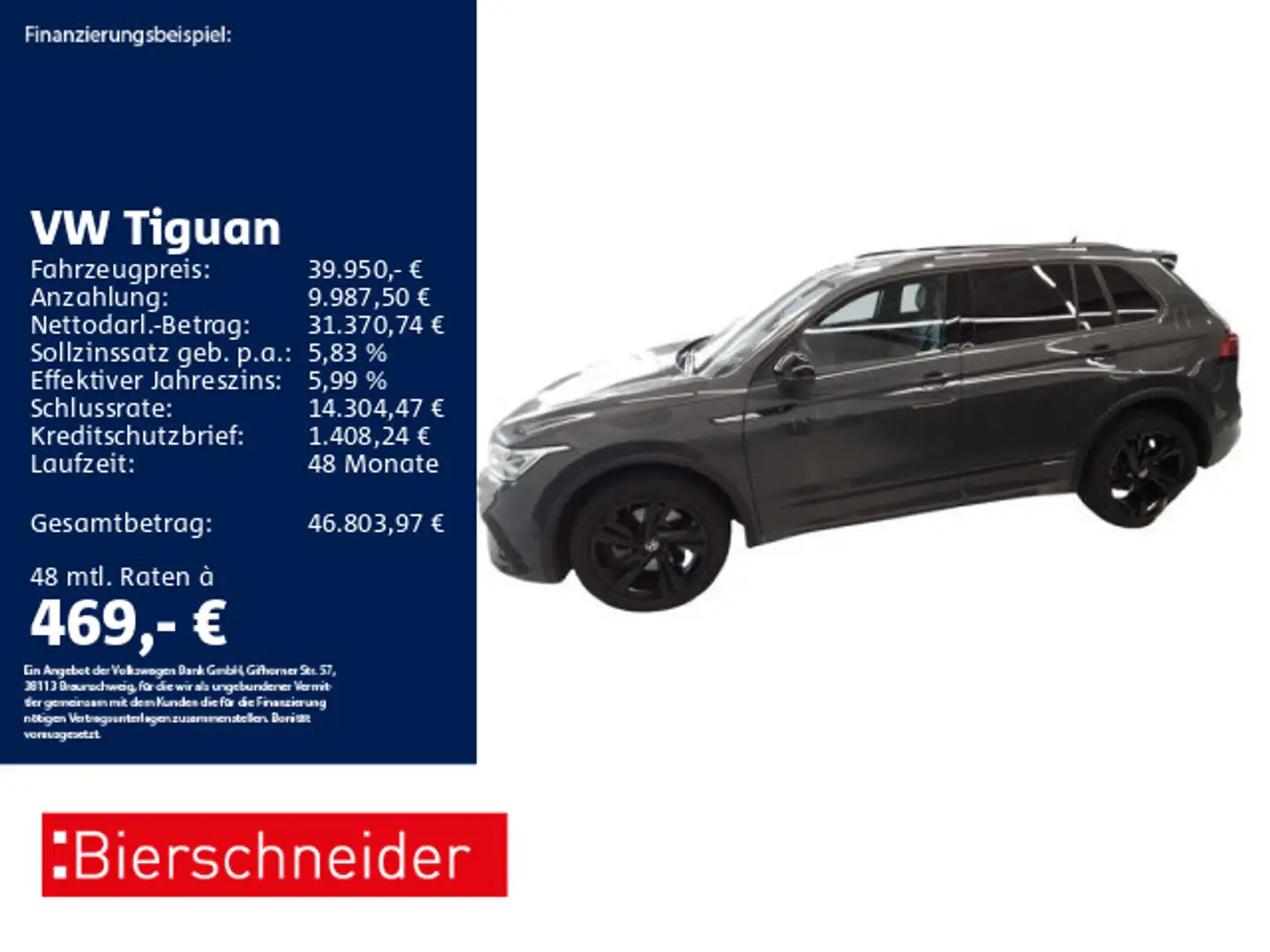 Volkswagen Tiguan 2.0 TSI DSG 4Mo. R-Line Black AHK PANO ST Grau - 1
