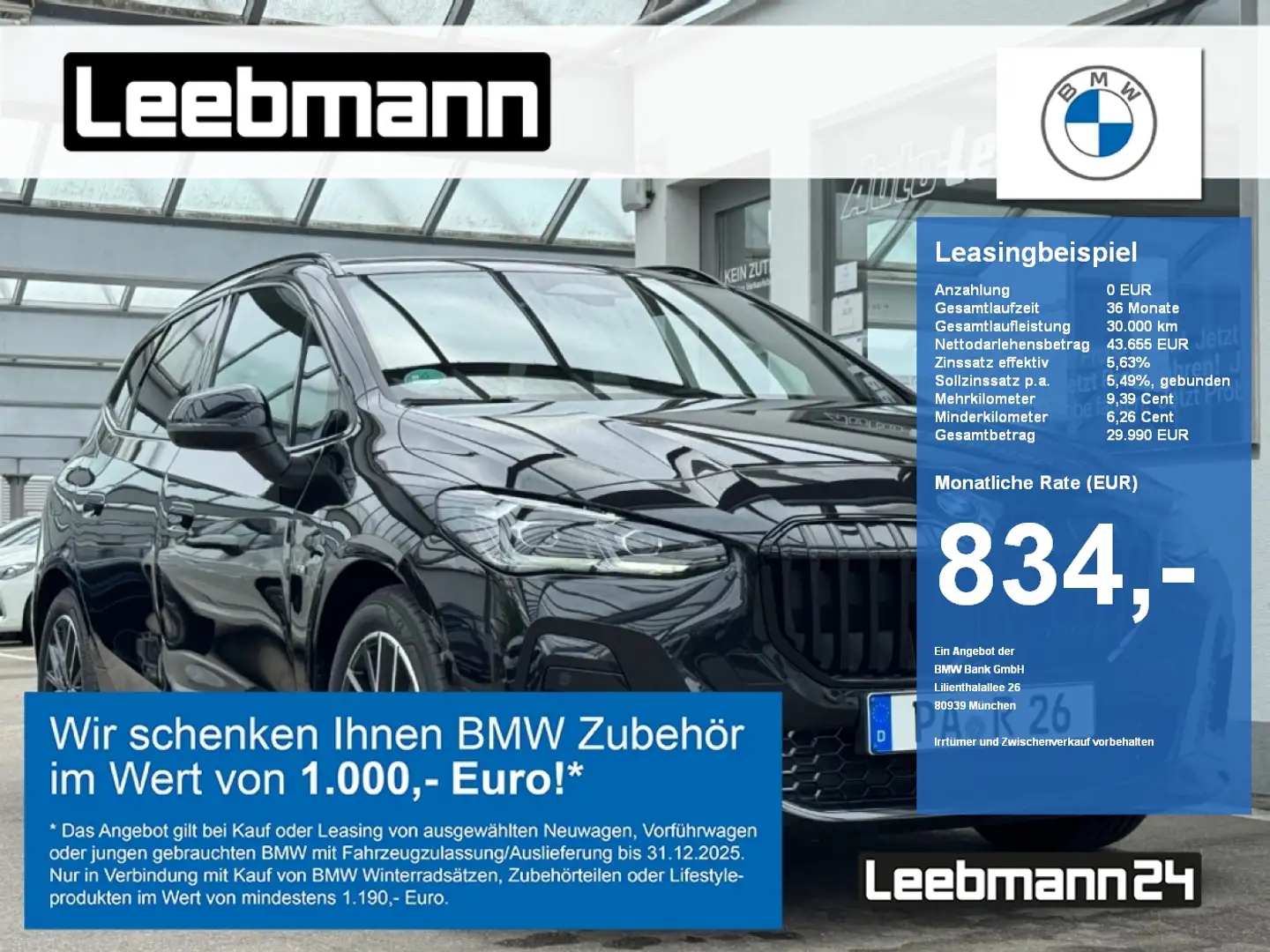 BMW 223 d xDrive Active Tourer M-Sport AHK/HeadUp/ACC Negro - 1