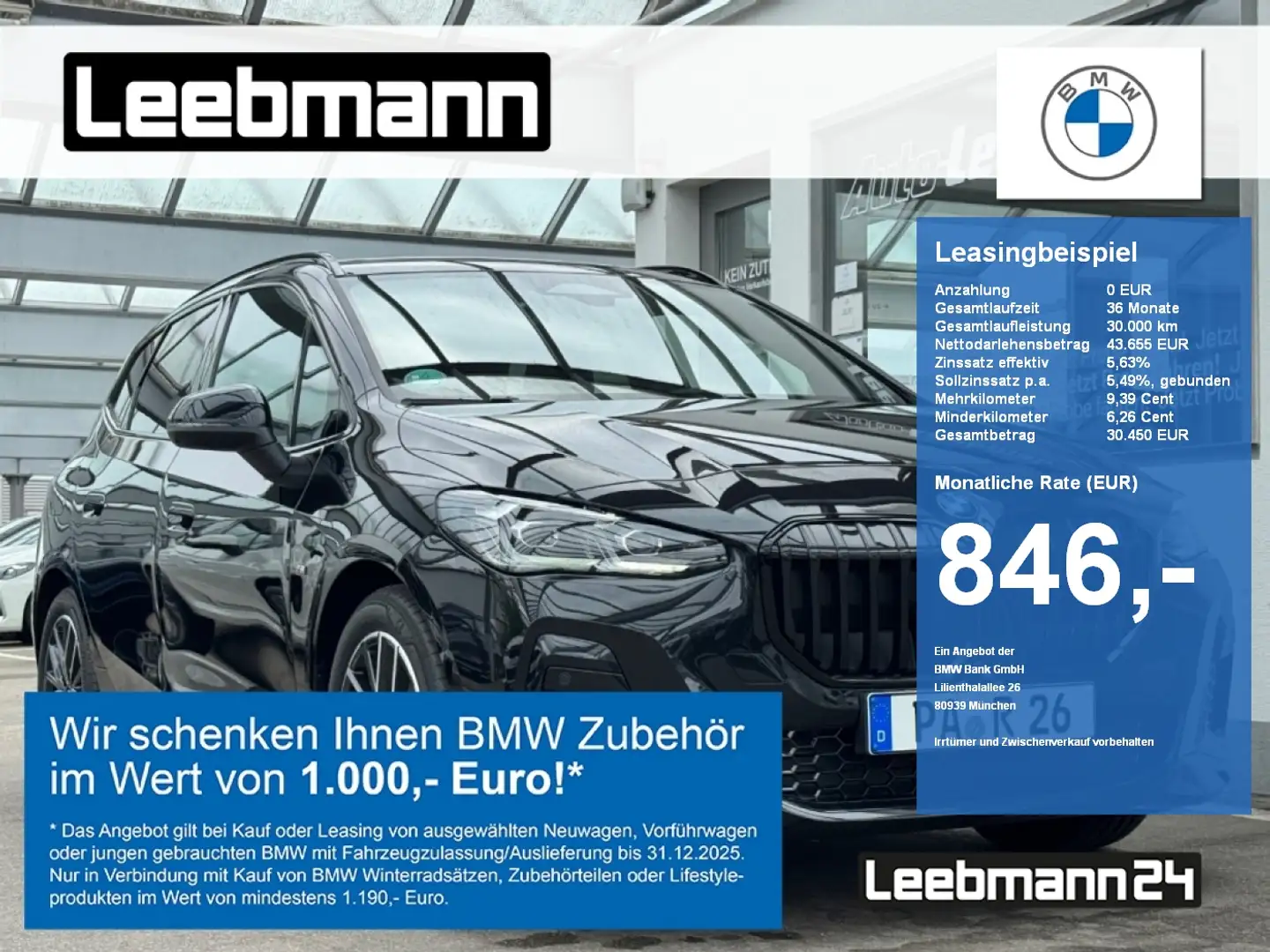 BMW 223 d xDrive Active Tourer M-Sport AHK/HeadUp/ACC Noir - 1
