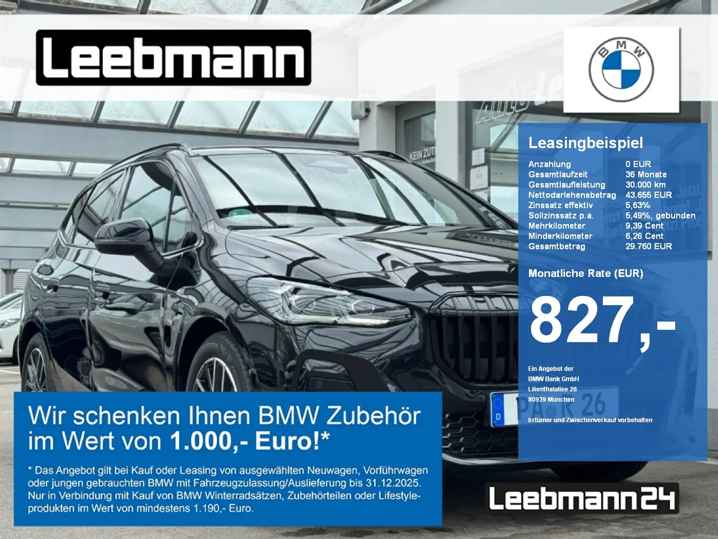 BMW 223 d xDrive Active Tourer M-Sport AHK/HeadUp/ACC Schwarz - 1