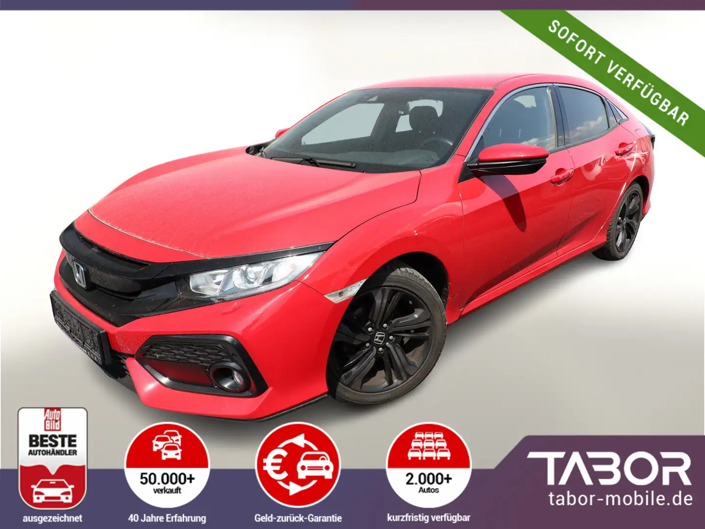 Honda Civic 1.0 VTEC TURBO 129 Elegance Nav ACC PDC Rot - 1
