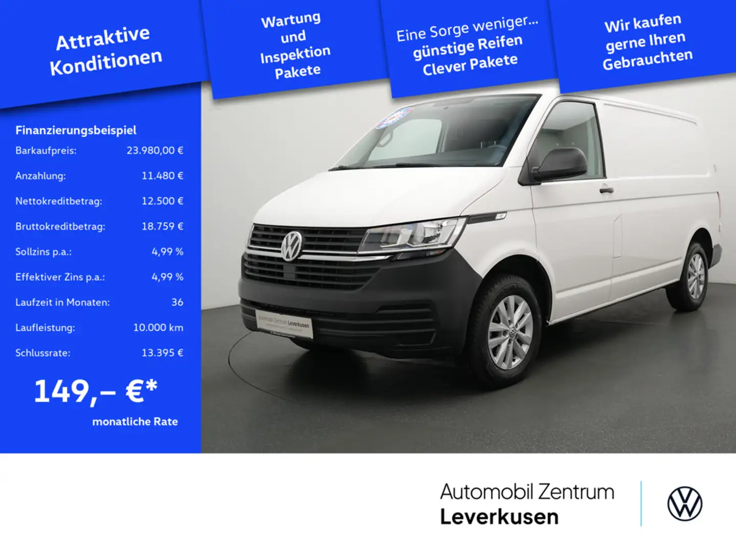 Volkswagen T6.1 Transporter Kasten FLÜGELTÜR PDC PORT NA Weiß - 1
