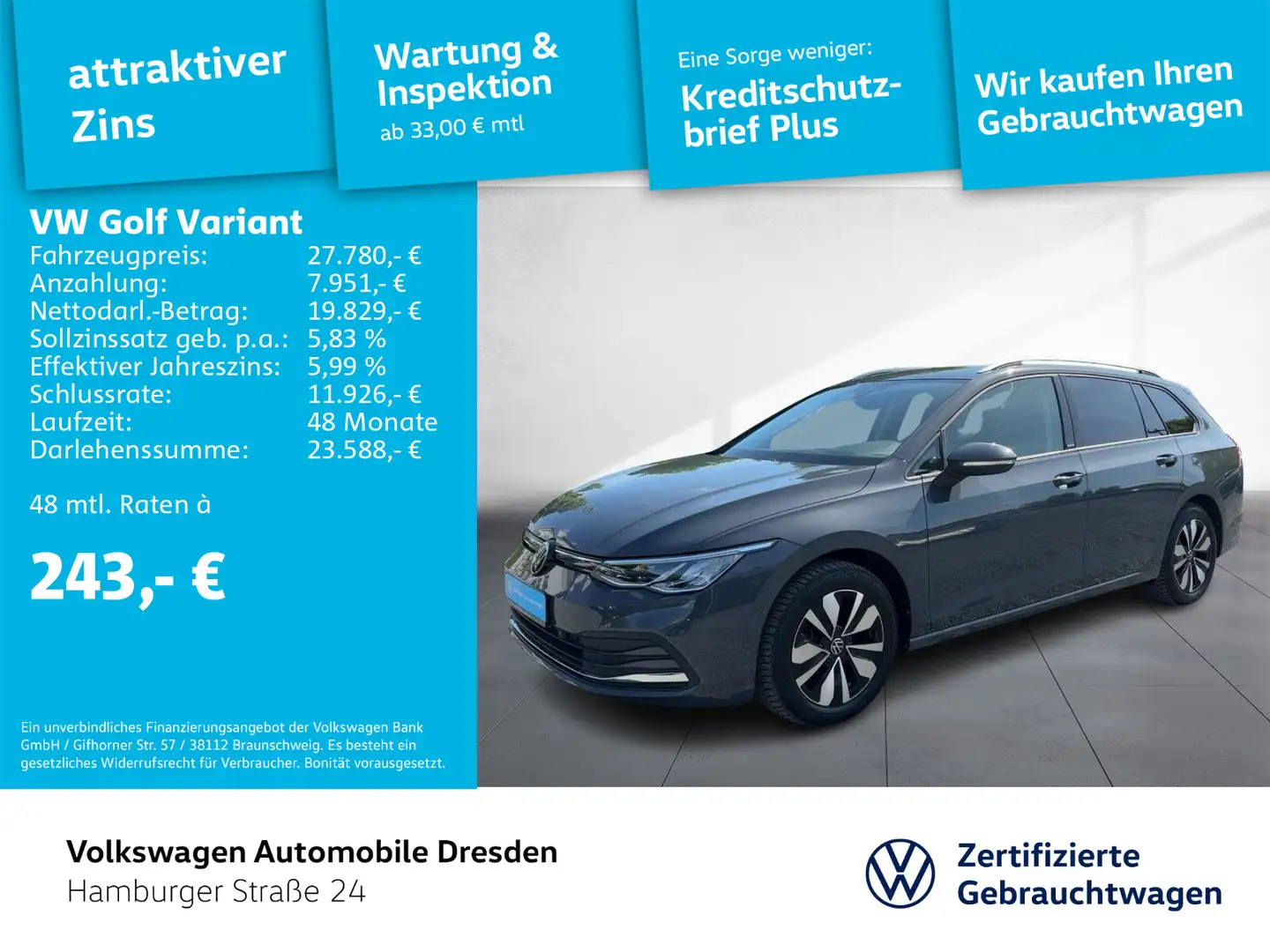 Volkswagen Golf Variant Golf VIII Variant Life 2.0 TDI LED ACC LANE PDC Grau - 1