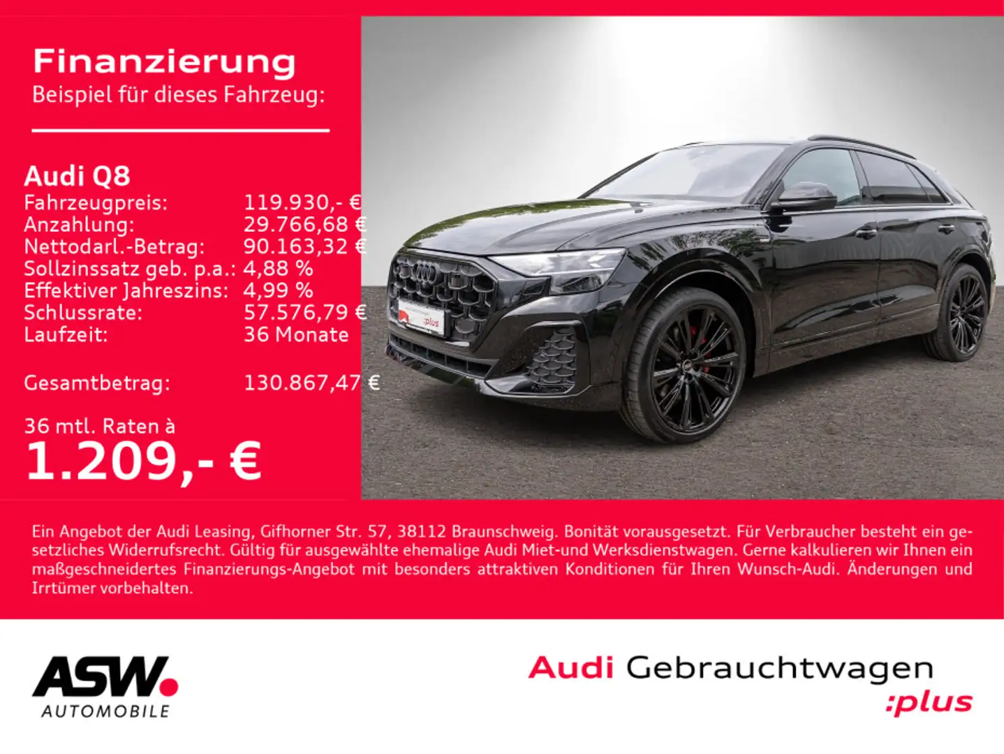 Audi Q8 Facelift 50 TDI quattro S line PANO LEDER AHK Schwarz - 1