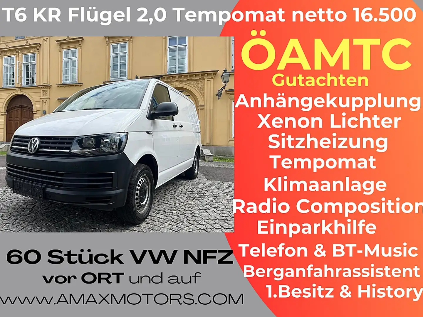 Volkswagen T6 Transporter T6 Kastenwagen 2,0 KR  Flügeltüre,  2x  Schiebe... Blanc - 1