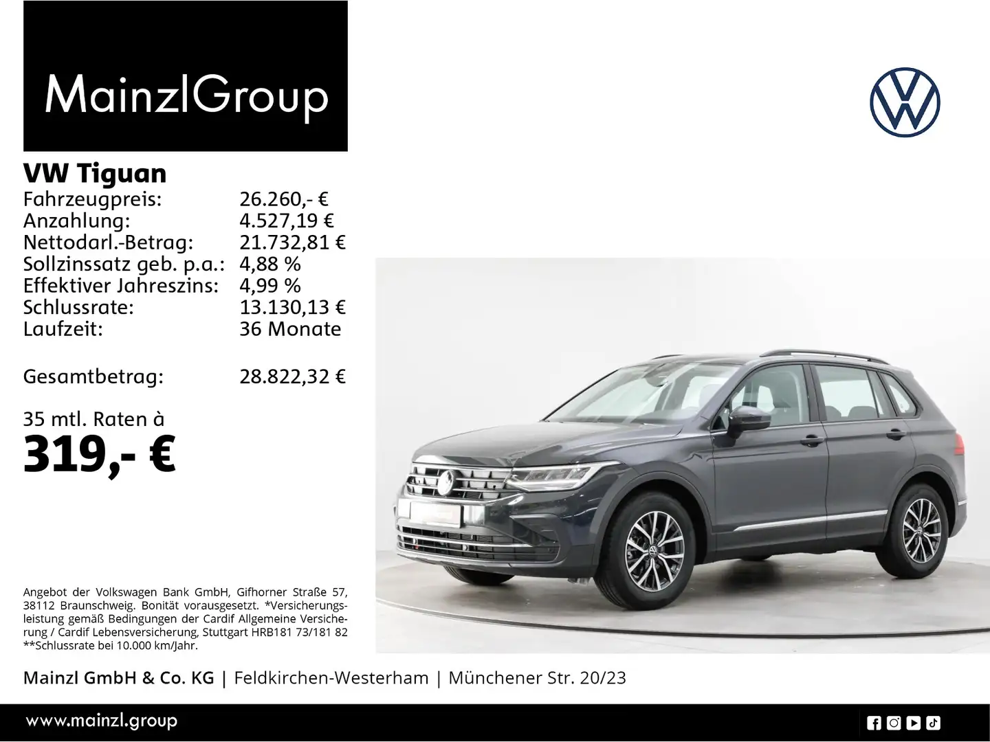 Volkswagen Tiguan 1.5 TSI Life LED 2xPDC ACC Alu AAC Grau - 1