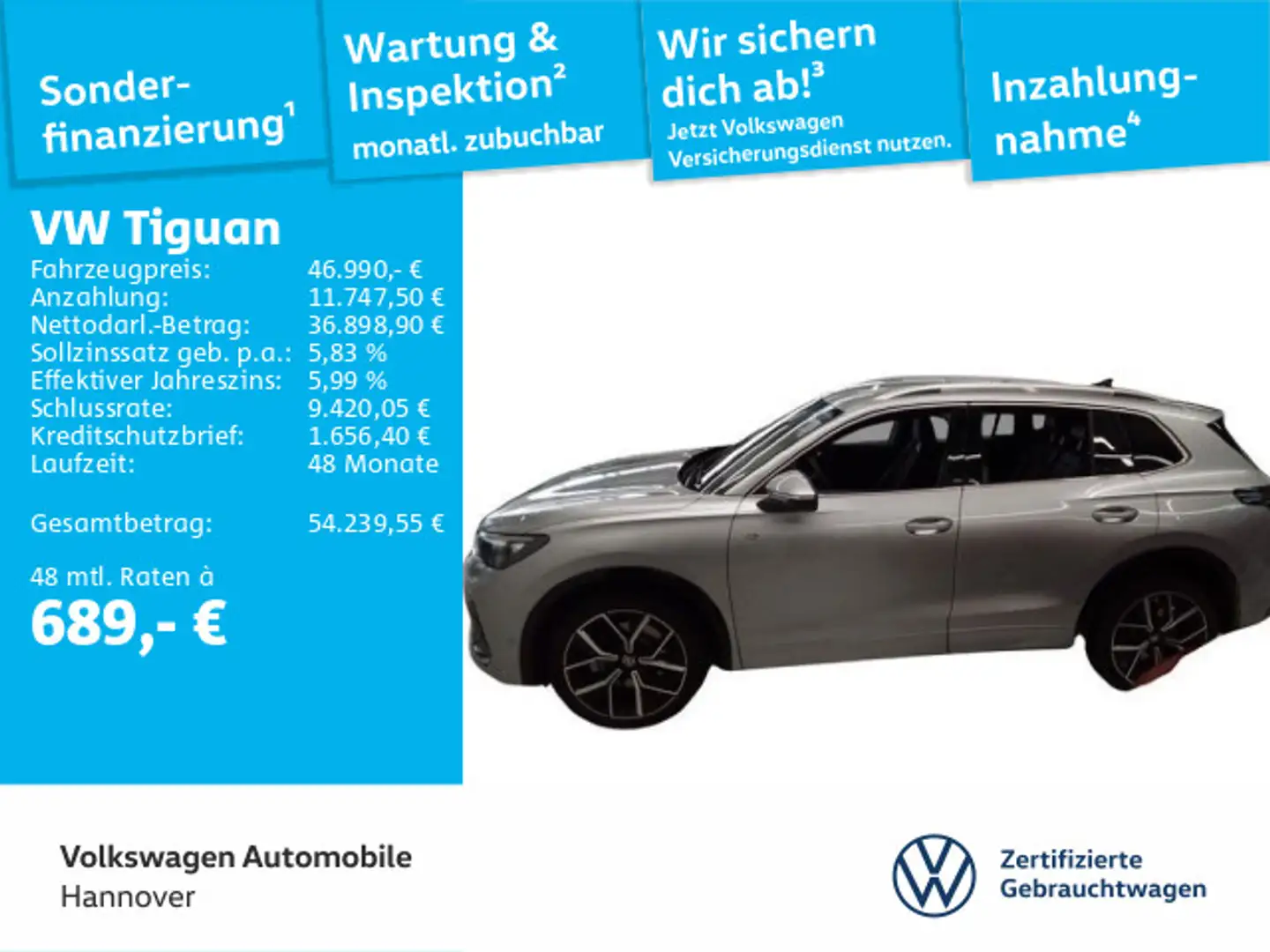 Volkswagen Tiguan 2.0 TSI DSG R-Line 4Motion Navi AHK Kamer Silber - 1