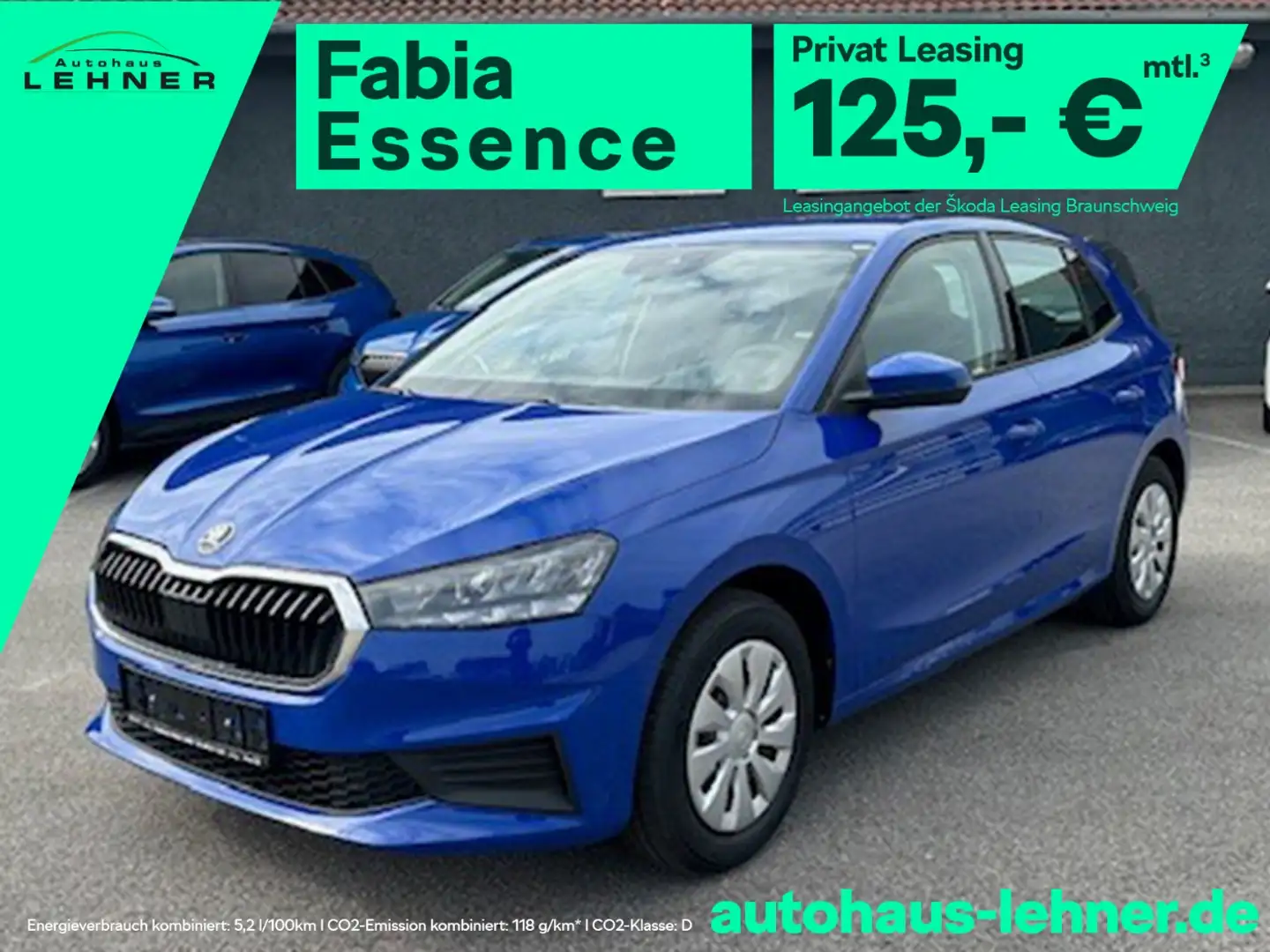 Skoda Fabia 125,-€ mtl. - PRIVAT-LEASINGANGEBOT Blau - 2