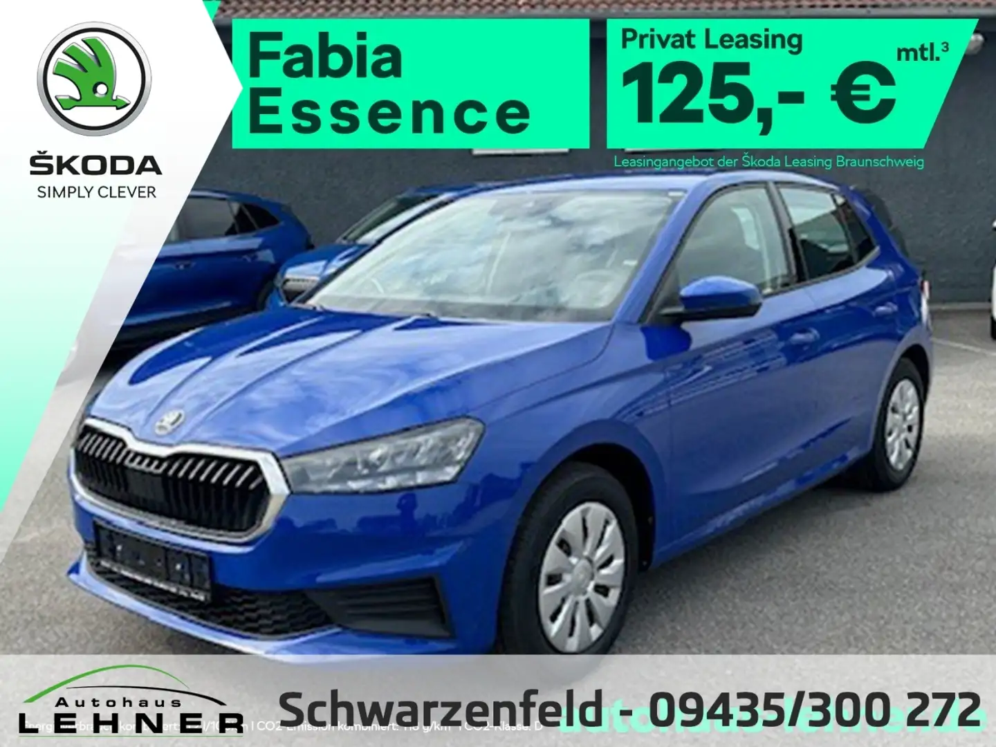 Skoda Fabia 125,-€ mtl. - PRIVAT-LEASINGANGEBOT Blau - 1