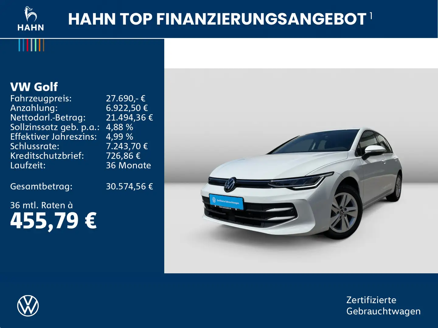 Volkswagen Golf VIII 1.5eTSI DSG Life NAV LED ACC SPUR KEY Weiß - 2