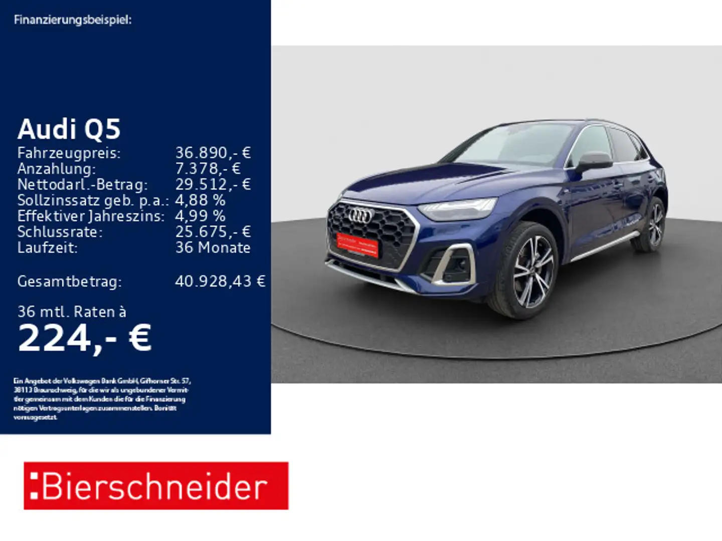 Audi Q5 40 TDI qu S-Line 20 MATRIX NAVI CAM Blau - 1