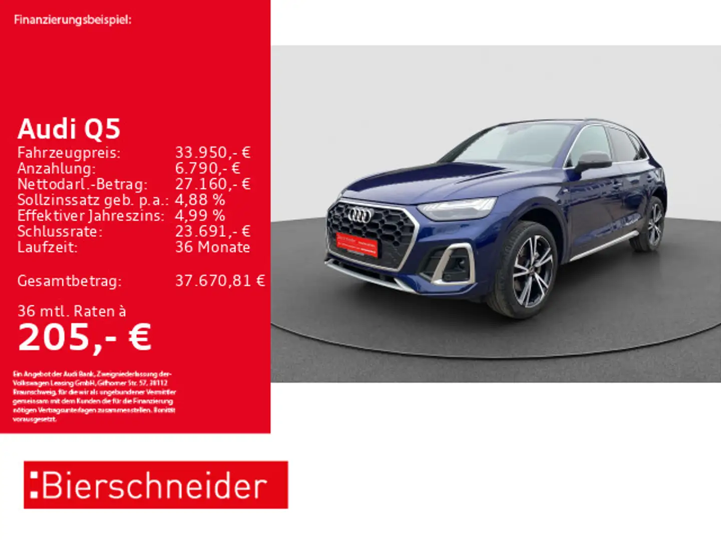 Audi Q5 40 TDI qu S-Line 20 MATRIX NAVI CAM Blau - 1