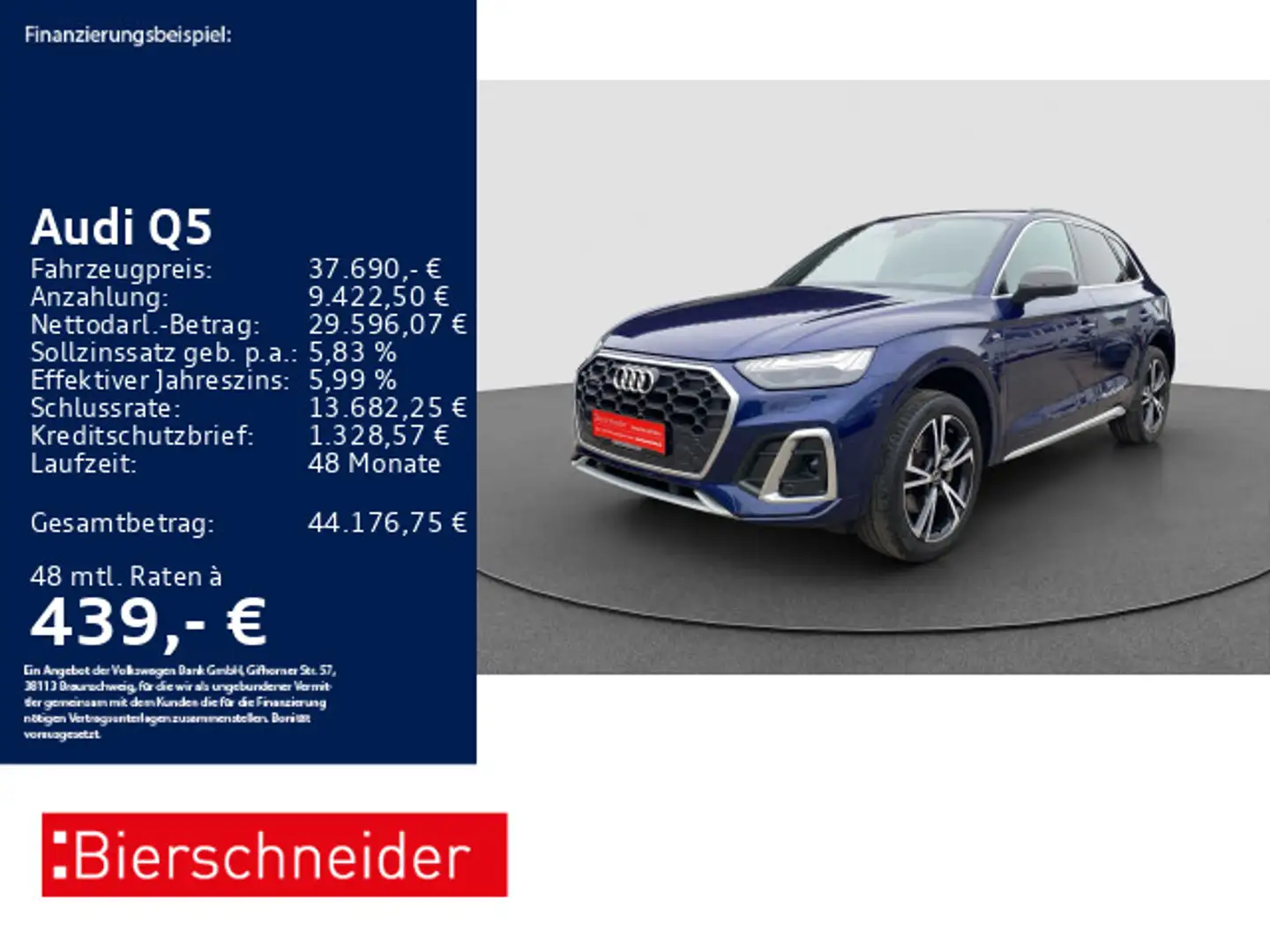 Audi Q5 40 TDI qu S-Line 20 MATRIX NAVI CAM Blau - 1