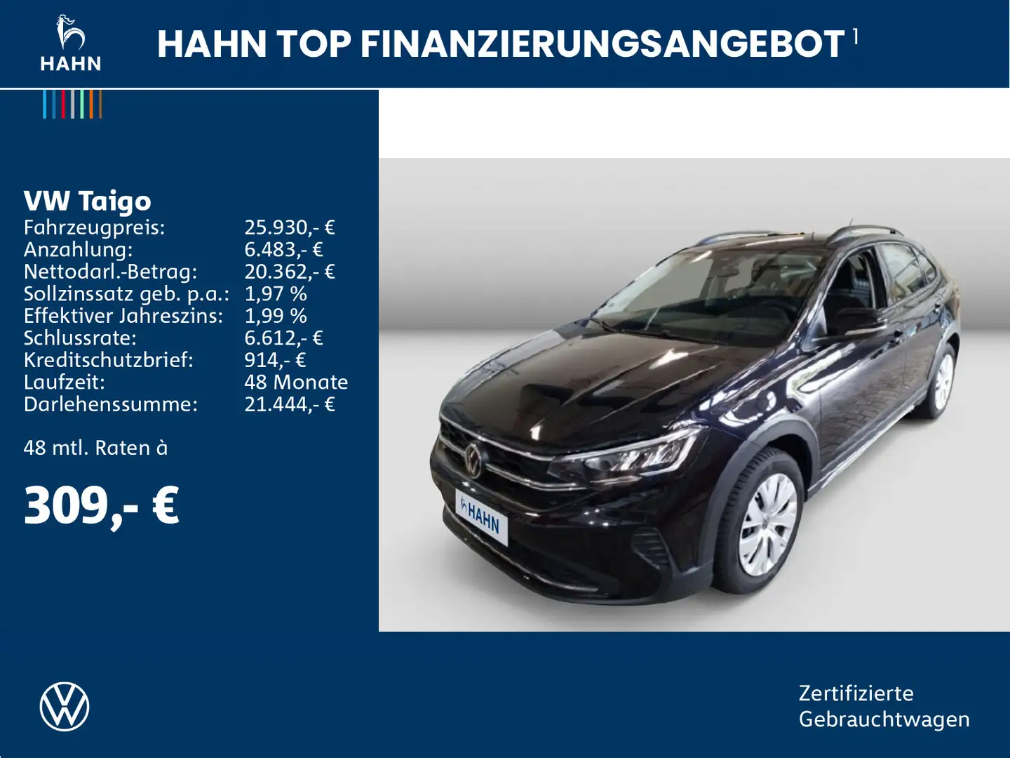 Volkswagen Taigo 1.5TSI DSG Life Dig.Cock.PDC LED Navi Sitz Schwarz - 2